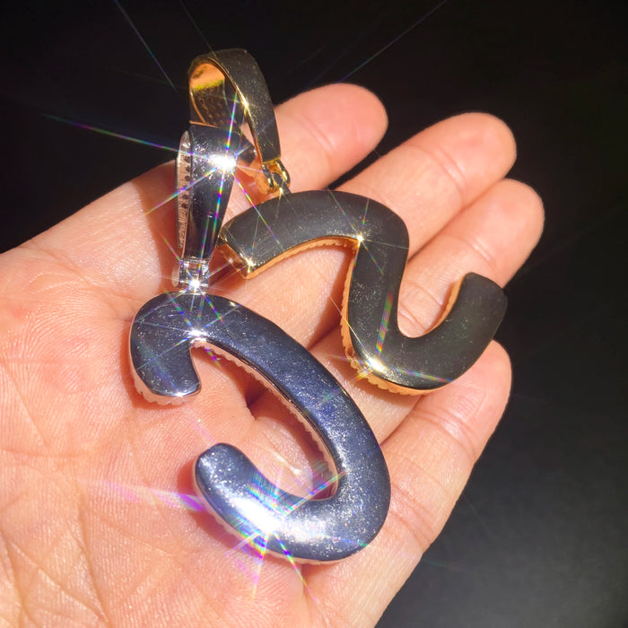 Slim Italic Single Letter Pendant - Different Drips