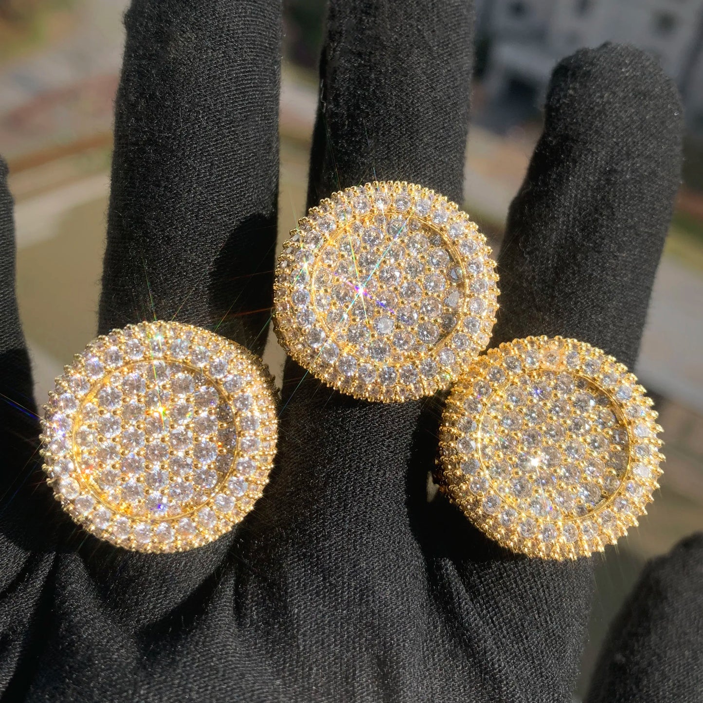 Iced Round Cluster Pavé Ring - Different Drips