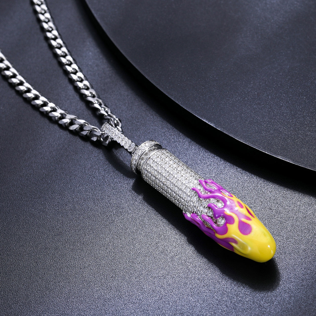S925 Moissanite Glow In The Dark Flame Bullet Pendant - Different Drips