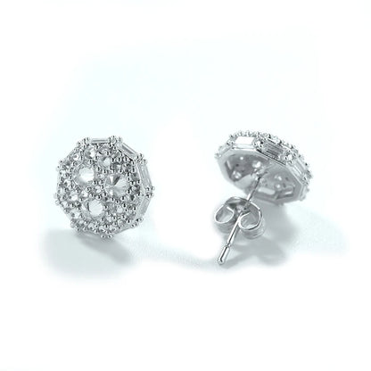 Iced Octagon Cluster Stud Earrings