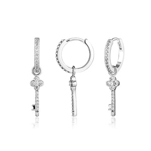 S925 Women's Lock & Key Drop Earrings - Different Drips