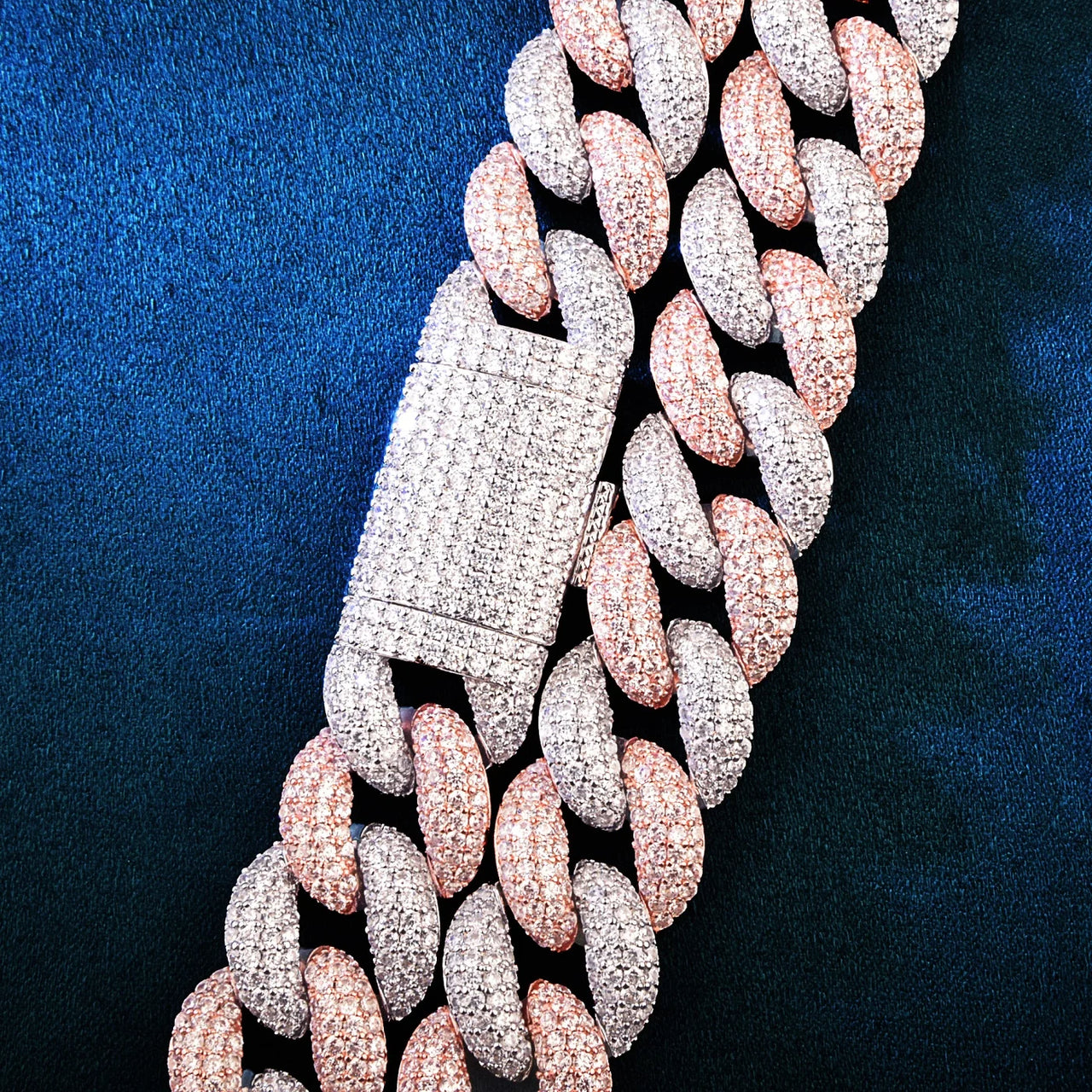 19mm Iced Two Tone Miami Cuban Link Bracelet - Different Drips