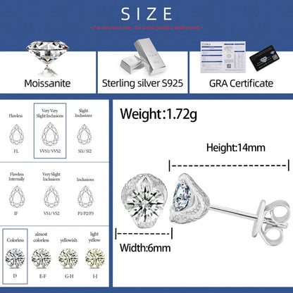 S925 Moissanite Diamond Snake Claw Stud Earrings - Different Drips