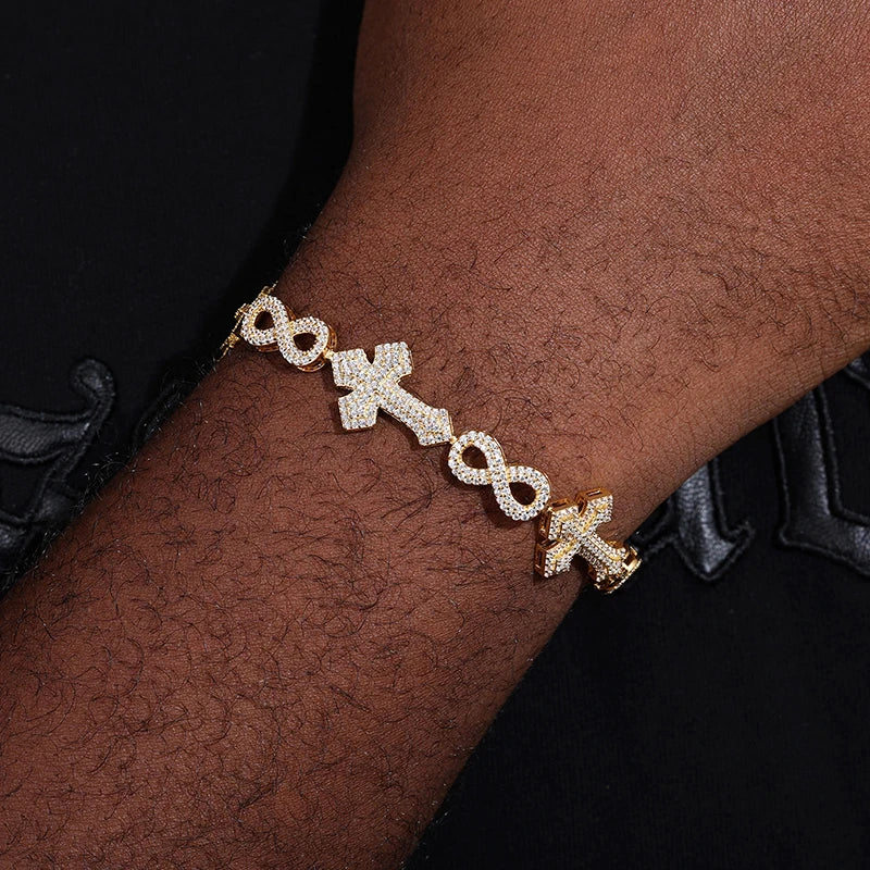 S925 Moissanite Diamond Royal Cross Link Infinity Bracelet - Different Drips