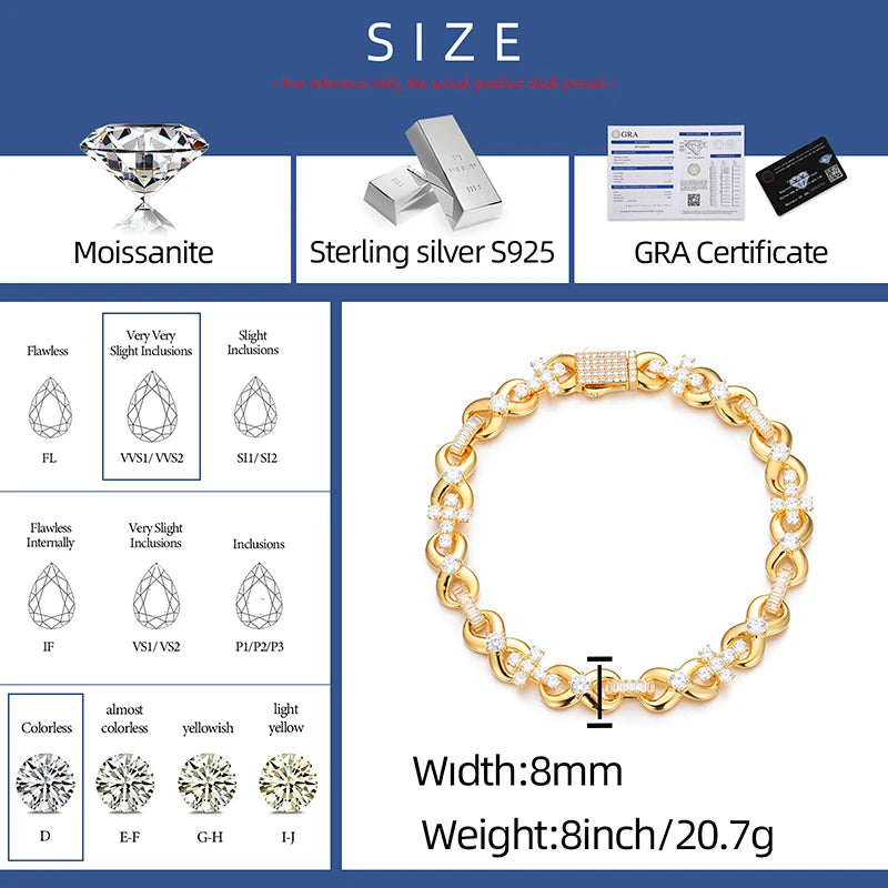 S925 Moissanite Infinity Cross Link Bracelet - Different Drips