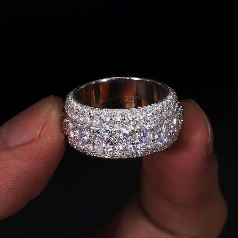 S925 Moissanite 5 Layer Diamond Band Ring - Different Drips