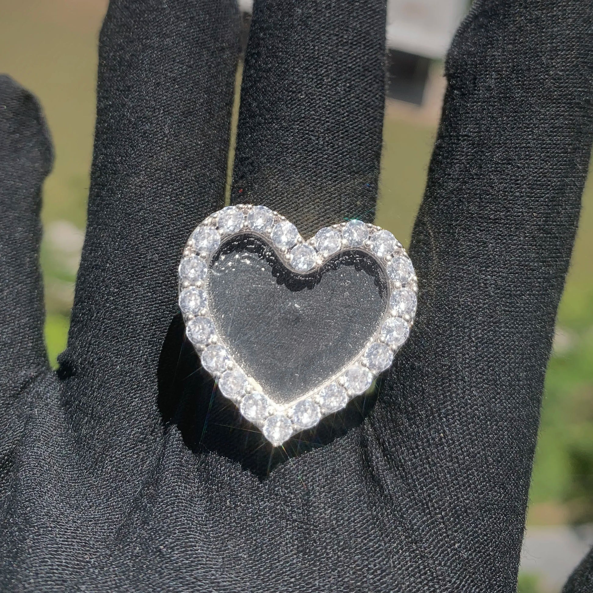 Iced Personalized Custom Memorial Photo Ring - Different Drips