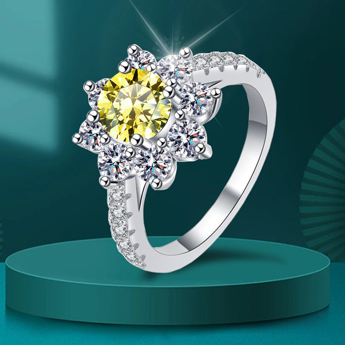 Women's S925 Moissanite Sunflower Ring - Different Drips