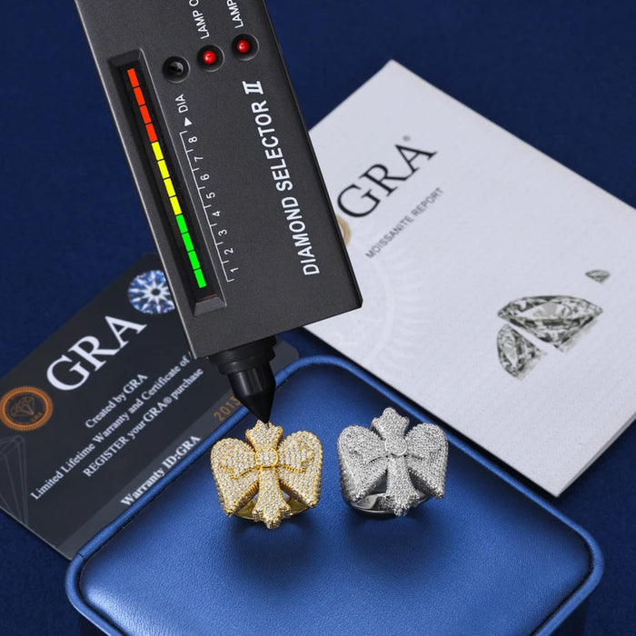 Winged Cross Moissanite Pave Ring - Different Drips