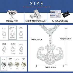 S925 Moissanite Diamond Big Bread Money Bag Pendant - Different Drips