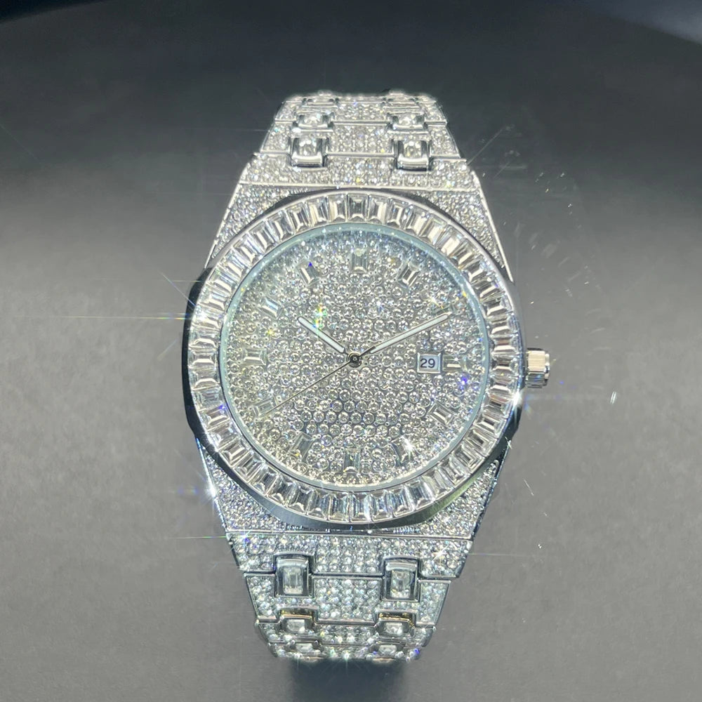 Bust Down Green Emerald Baguette Watch - Different Drips