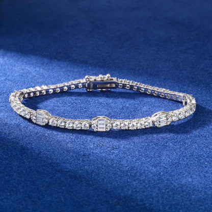 S925 Moissanite Baguette Accented Tennis Bracelet - Different Drips