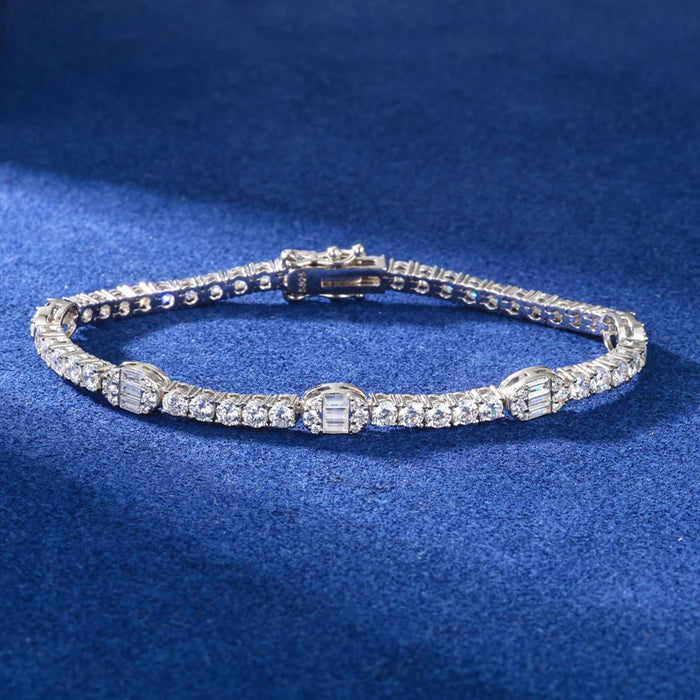 S925 Moissanite Baguette Accented Tennis Bracelet - Different Drips