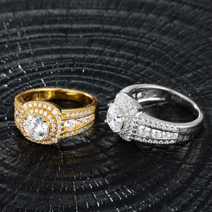 Moissanite Round Halo Engagement-Style Ring - Different Drips