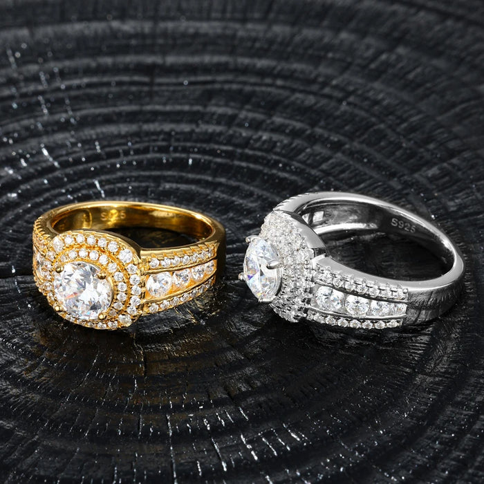 Moissanite Round Halo Engagement-Style Ring - Different Drips