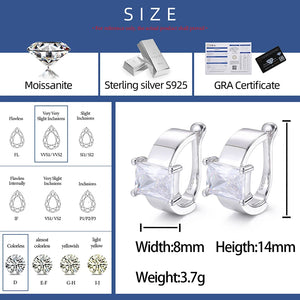 S925 Moissanite Square Diamond Cut Huggie Earrings - Different Drips