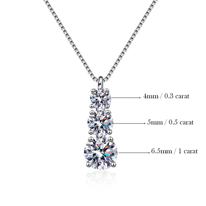 Women's S925 Layered Round Cut Moissanite Diamond Pendant - Different Drips