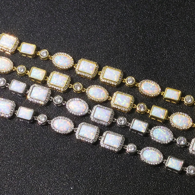 Iced White Opal Cluster Chain - Different Drips