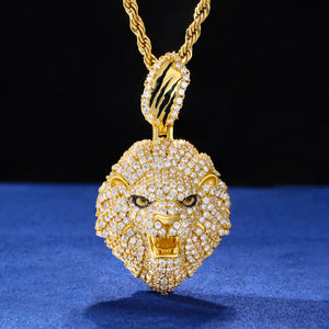 Moissanite Iced Lion Head Pendant - Different Drips