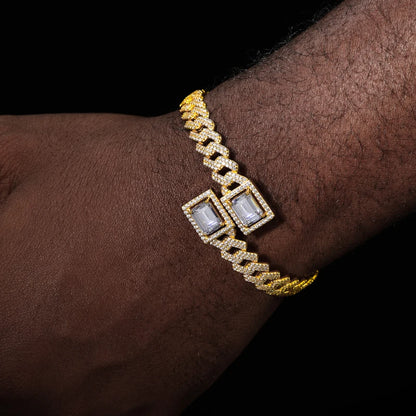 Emerald-Cut Moissanite Cuban-Link Cuff Bracelet - Different Drips
