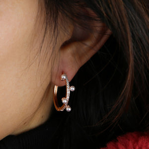 S925 Women's Pearl Hoop Earrings - Different Drips