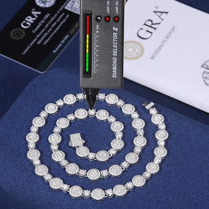 S925 Moissanite Round Pave Cluster Link Tennis Chain - Different Drips