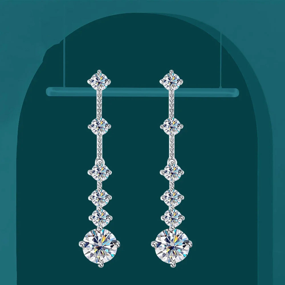 Women's S925 Moissanite Diamond Long Tassel Dangle Earrings - Different Drips