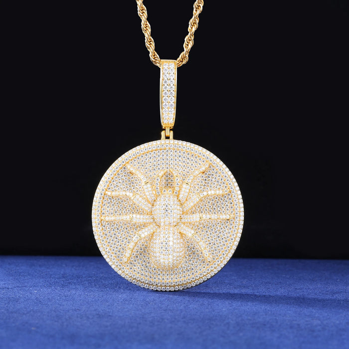 Iced Moissanite Spider Medallion Pendant - Different Drips