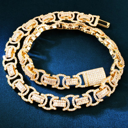13mm Baguette Byzantine Chain - Different Drips