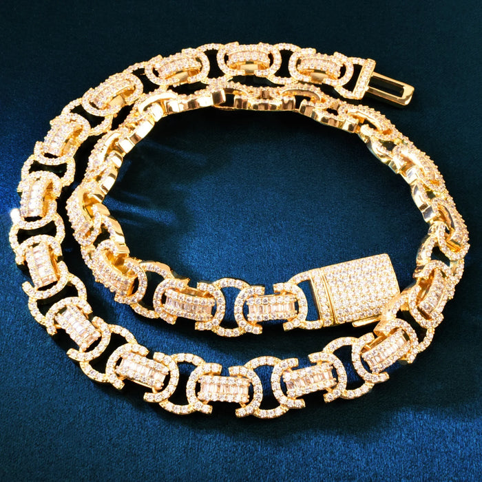 13mm Baguette Byzantine Chain - Different Drips