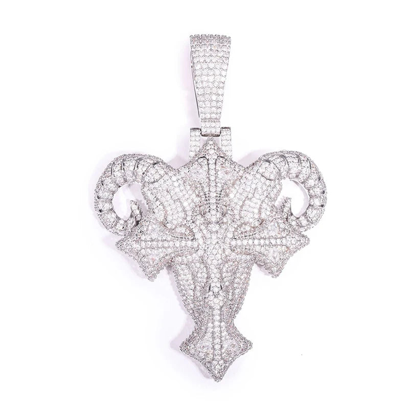 Iced Ram Horn Cross Pendant - Different Drips