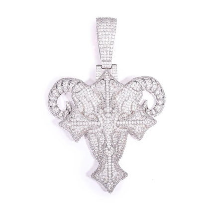Iced Ram Horn Cross Pendant - Different Drips