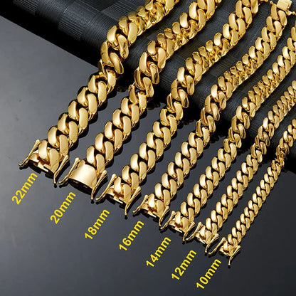 10-22mm Solid 18k Gold Plated Miami Cuban Link Bracelet - Different Drips