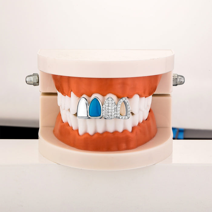 Iced Enamel 4 Front Tooth Grillz - Different Drips