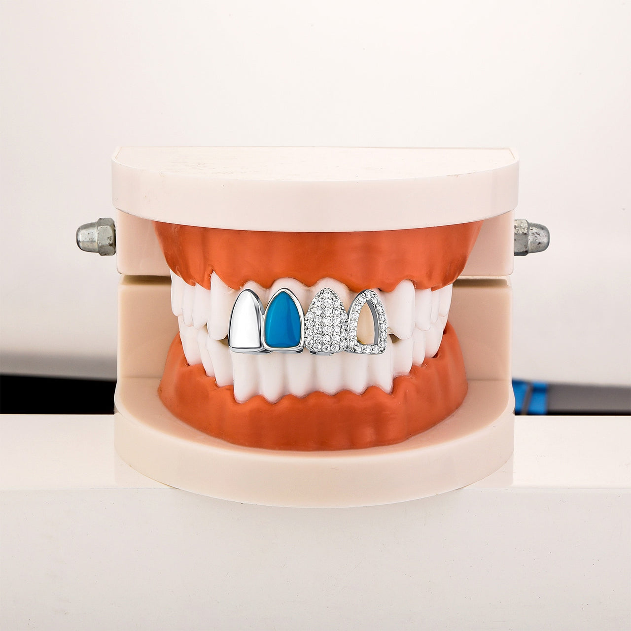 Iced Enamel 4 Front Tooth Grillz - Different Drips