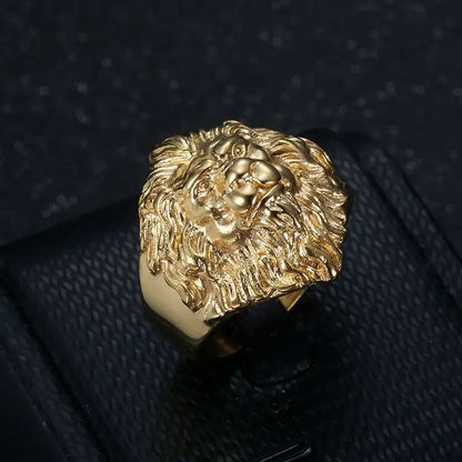 18k Gold Plated Lion Head Ring - Different Drips
