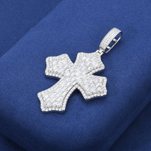 S925 Baguette Moissanite Diamond Cross Pendant - Different Drips