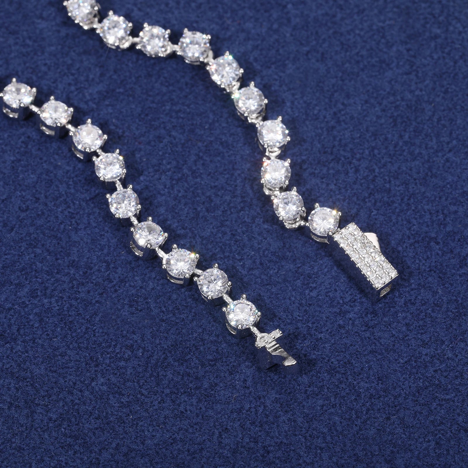 S925 Moissanite Bubble Cross Flower Link Chain - Different Drips