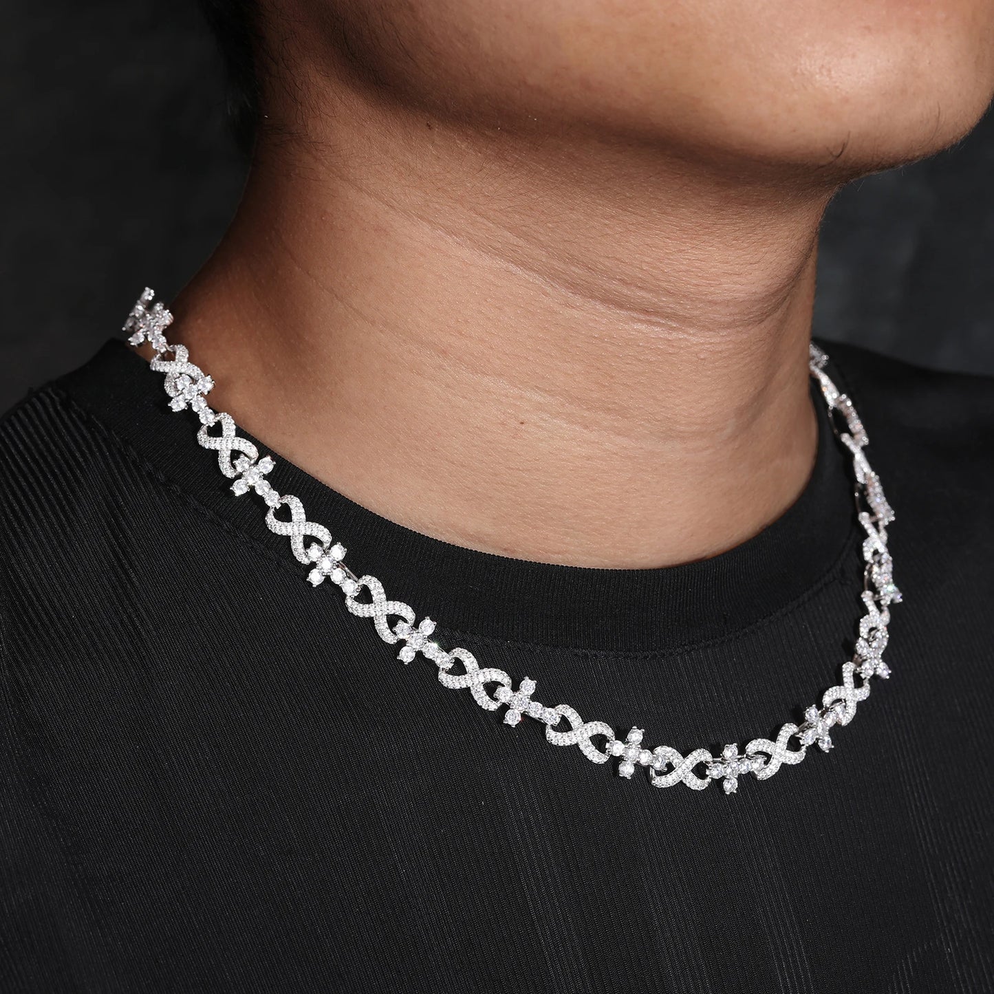 S925 Moissanite Diamond Cross / Infinity Link Chain - Different Drips