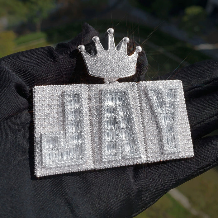 Rigid Crowned Baguette Custom Letter Pendant - Different Drips