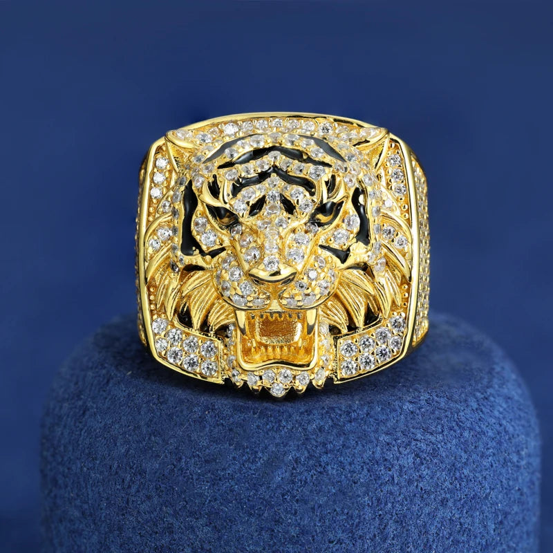 S925 Moissanite Diamond Fierce Tiger Ring - Different Drips