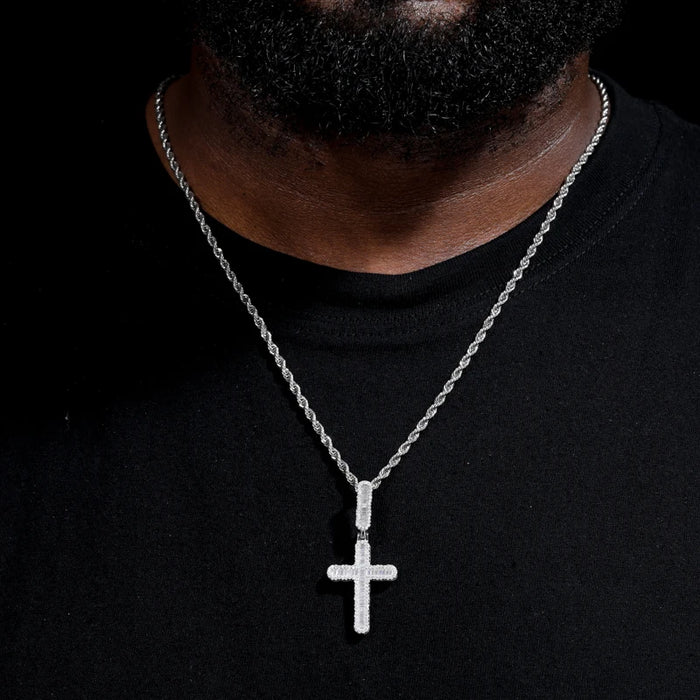 S925 Moissanite Small Baguette Cross Pendant - Different Drips