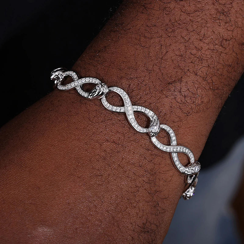 S925 Moissanite Diamond Slim Infinity Link Bracelet - Different Drips