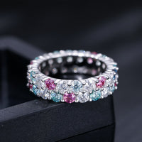 Thumbnail for S925 2 Row Multi-Color Moissanite Eternity Ring - Different Drips