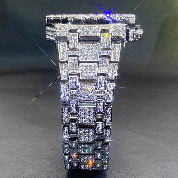 Fully Iced Green Arabic Numeral Watch - Different Drips