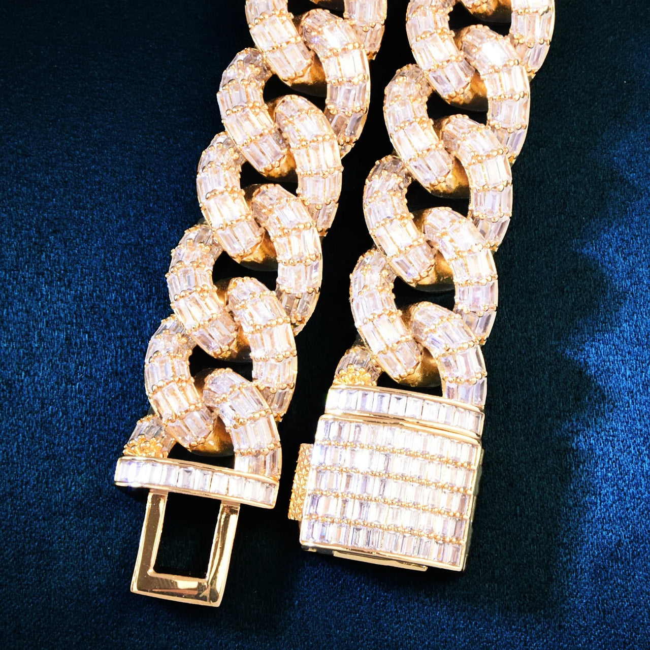 21mm All Over Baguette Miami Cuban Link Chain - Different Drips