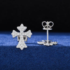 S925 Moissanite Diamond Flared Cross Earrings - Different Drips