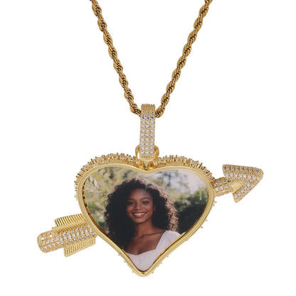 Iced Cupid Arrow Heart Pendant