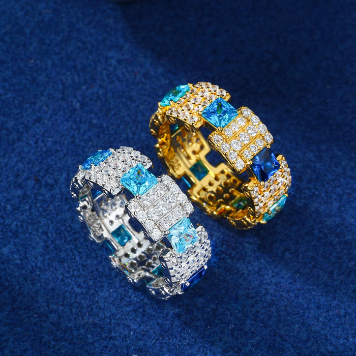 Two-Tone Blue Sapphire & Aquamarine Statement Ring - Different Drips