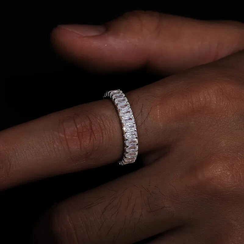 S925 Baguette Moissanite Eternity Band Ring - Different Drips